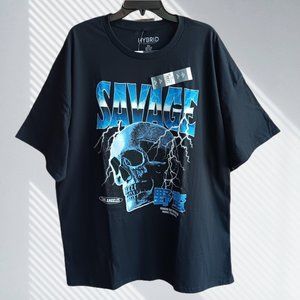 Men’s Size 3XL Savage Skull Short Sleeve Graphic Tee Black